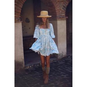 Selkie Baby Blue Toile Puff Dress